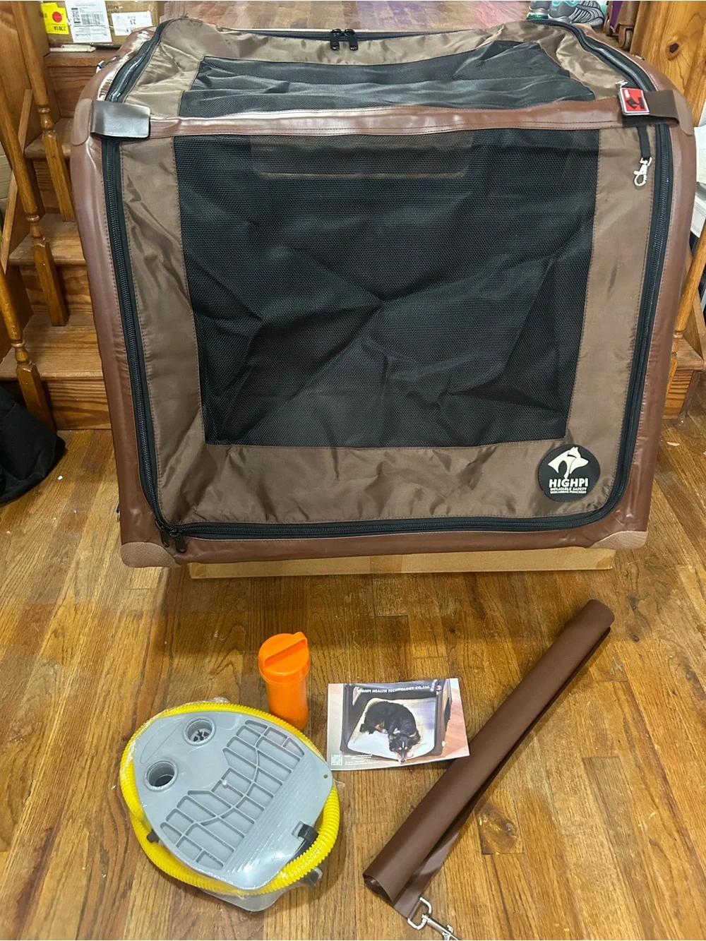 HIGHPI Foldable Brown & Black Pet Carrier - Soft-Sided Travel Crate